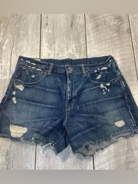 Polo Ralph Lauren distressed women’s jean shorts dark wash Size 29 chic frayed